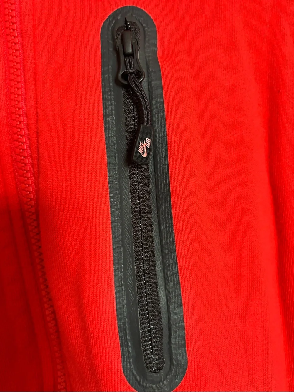 Nike Men’s Red Zip-Up Air Hoodie with Black Accents